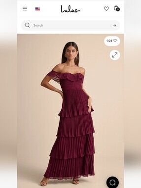 Lulus Always Remarkable Burgundy Pleated Off-the-Shoulder Maxi Dress Size 1X